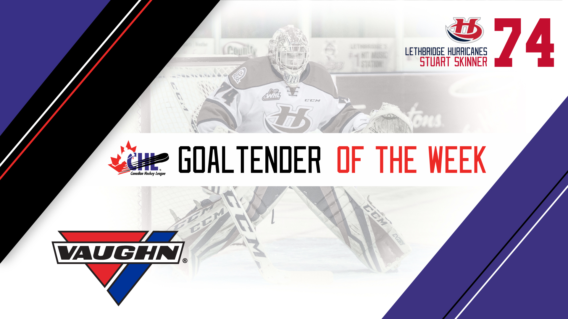 Hurricanes' Skinner named Vaughn CHL Goaltender of the Week Western