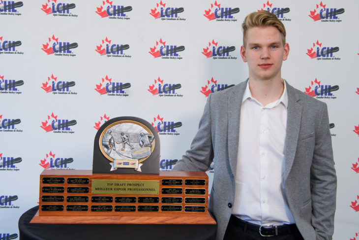 HALIFAX, NS - MAY 25: Memorial Cup Presented by Kia CHL Awards Media session on Saturday, May 25th, 2019 at the Halifax Convention Centre in Halifax, Nova scotia, Canada. (Photo by Vincent Ethier/LHJMQ/CHL)