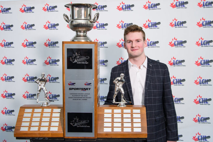 HALIFAX, NS - MAY 25: Memorial Cup Presented by Kia CHL Awards Media session on Saturday, May 25th, 2019 at the Halifax Convention Centre in Halifax, Nova scotia, Canada. (Photo by Vincent Ethier/LHJMQ/CHL)