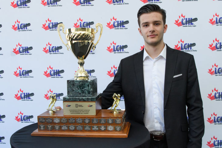 HALIFAX, NS - MAY 25: Memorial Cup Presented by Kia CHL Awards Media session on Saturday, May 25th, 2019 at the Halifax Convention Centre in Halifax, Nova scotia, Canada. (Photo by Vincent Ethier/LHJMQ/CHL)