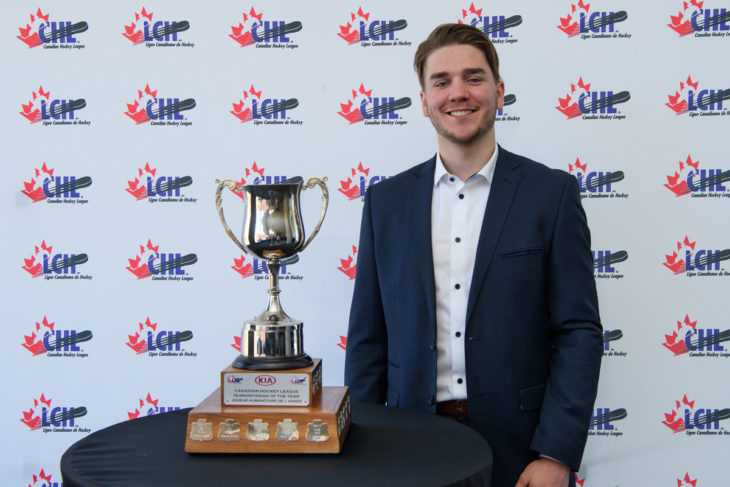 HALIFAX, NS - MAY 25: Memorial Cup Presented by Kia CHL Awards Media session on Saturday, May 25th, 2019 at the Halifax Convention Centre in Halifax, Nova scotia, Canada. (Photo by Vincent Ethier/LHJMQ/CHL)