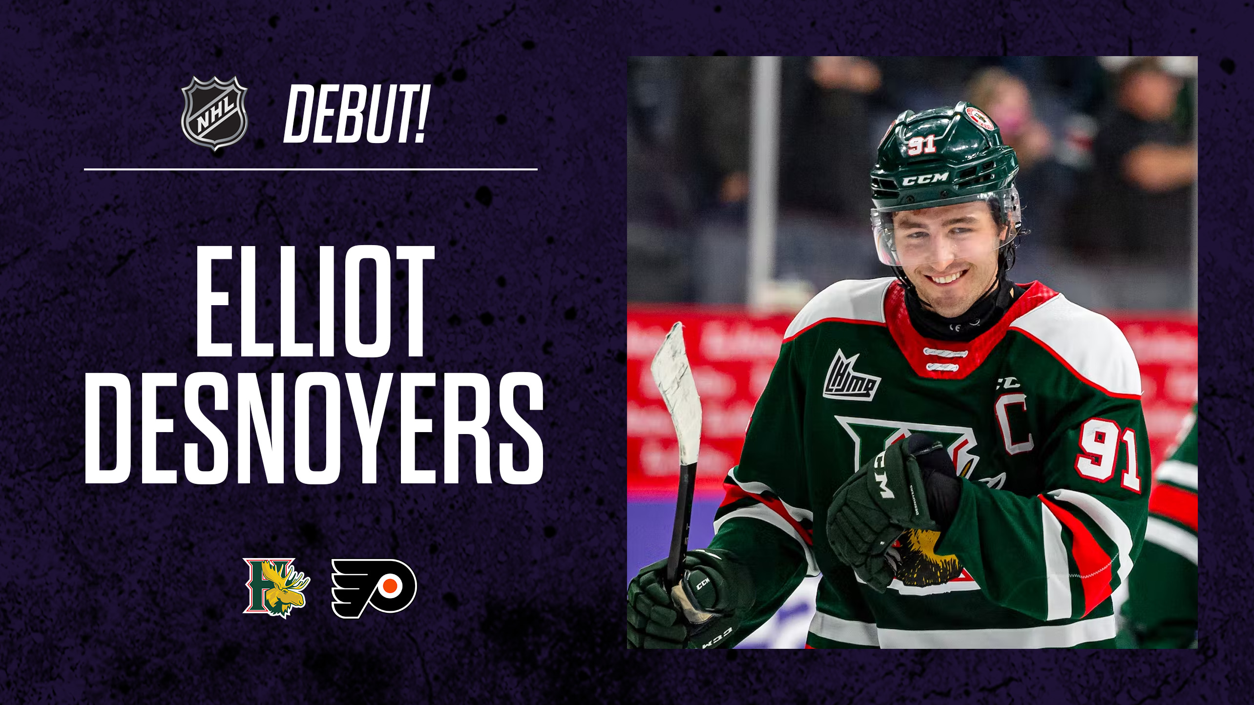 Desnoyers plays first NHL game with Flyers Canadian Hockey League